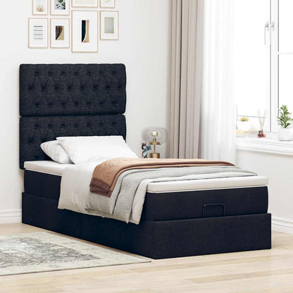 vidaXL Ottomane Bett mit Matratze & LEDs Schwarz 80x200 cm Stoff