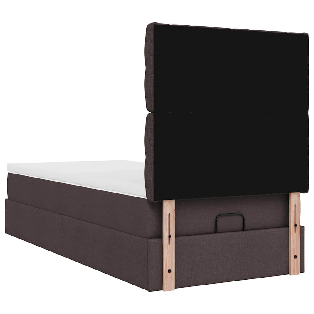 vidaXL Ottoman-Bett mit Matratze & LEDs Dunkelbraun 80x200 cm Stoff
