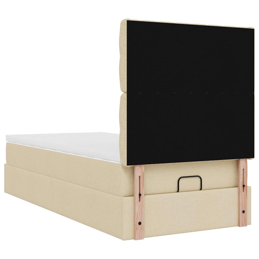 vidaXL Ottoman-Bett mit Matratze & LEDs Creme 80x200 cm Stoff
