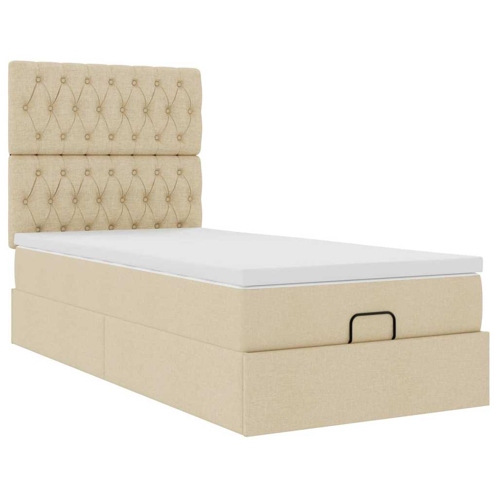 vidaXL Ottoman-Bett mit Matratze & LEDs Creme 80x200 cm Stoff