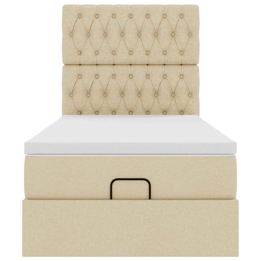 vidaXL Ottoman-Bett mit Matratze & LEDs Creme 80x200 cm Stoff