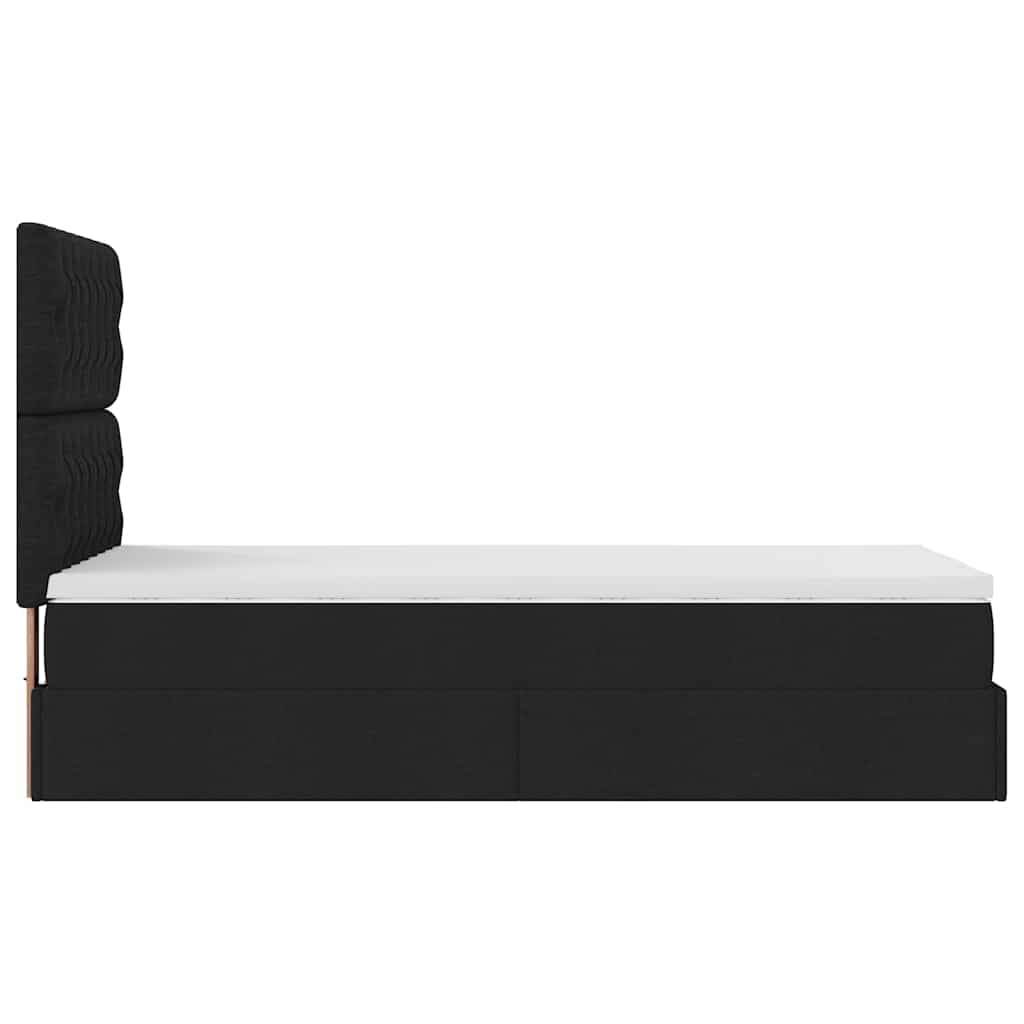 vidaXL Ottoman-Bett mit Matratze & LEDs Schwarz 90x190 cm Stoff