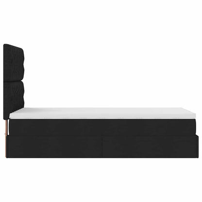 vidaXL Ottoman-Bett mit Matratze & LEDs Schwarz 90x190 cm Stoff