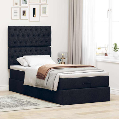 vidaXL Lit ottoman avec matelas et LED Noir 90x200 cm Tissu