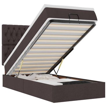 vidaXL Ottomane Bett mit Matratze & LEDs Dunkelbraun 90x200 cm Stoff