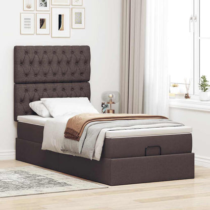 vidaXL Ottomane Bett mit Matratze & LEDs Dunkelbraun 90x200 cm Stoff