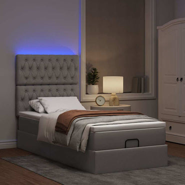 vidaXL Ottomane Bett mit Matratze & LEDs Taupe 90x200 cm Stoff
