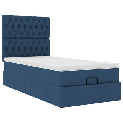 vidaXL Ottomane Bett mit Matratze & LEDs Blau 100x200 cm Stoff