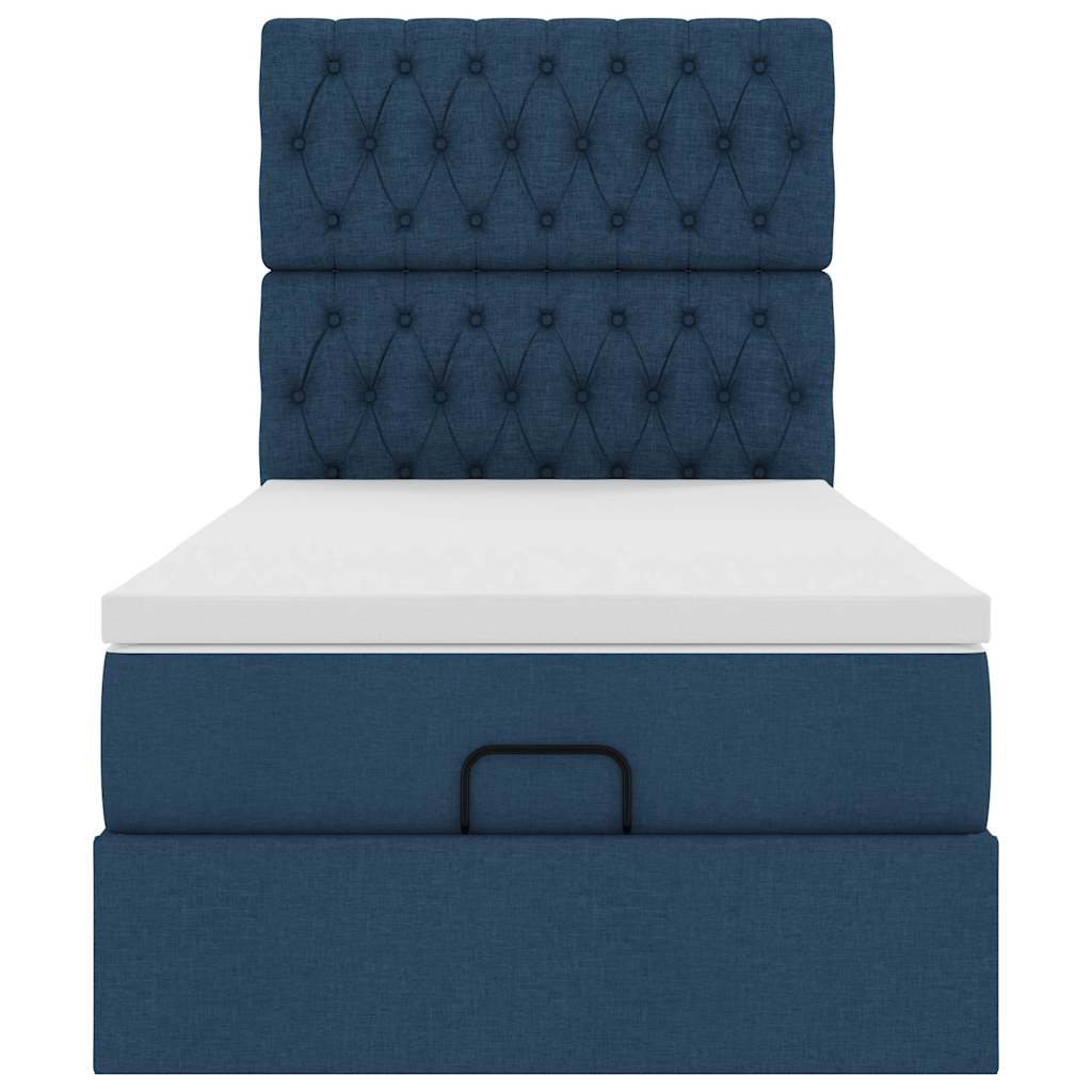 vidaXL Ottomane Bett mit Matratze & LEDs Blau 100x200 cm Stoff
