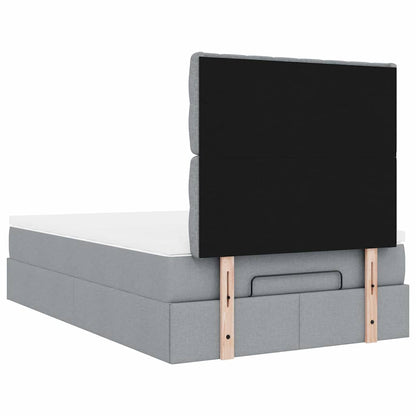 vidaXL Ottoman-Bett mit Matratze & LEDs Hellgrau 120x190 cm Stoff