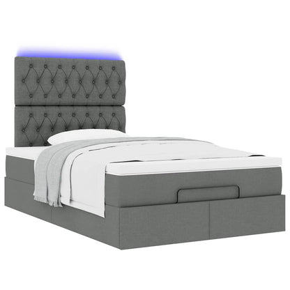 vidaXL Ottoman-Bett mit Matratze & LEDs Dunkelgrau 120x190 cm Stoff