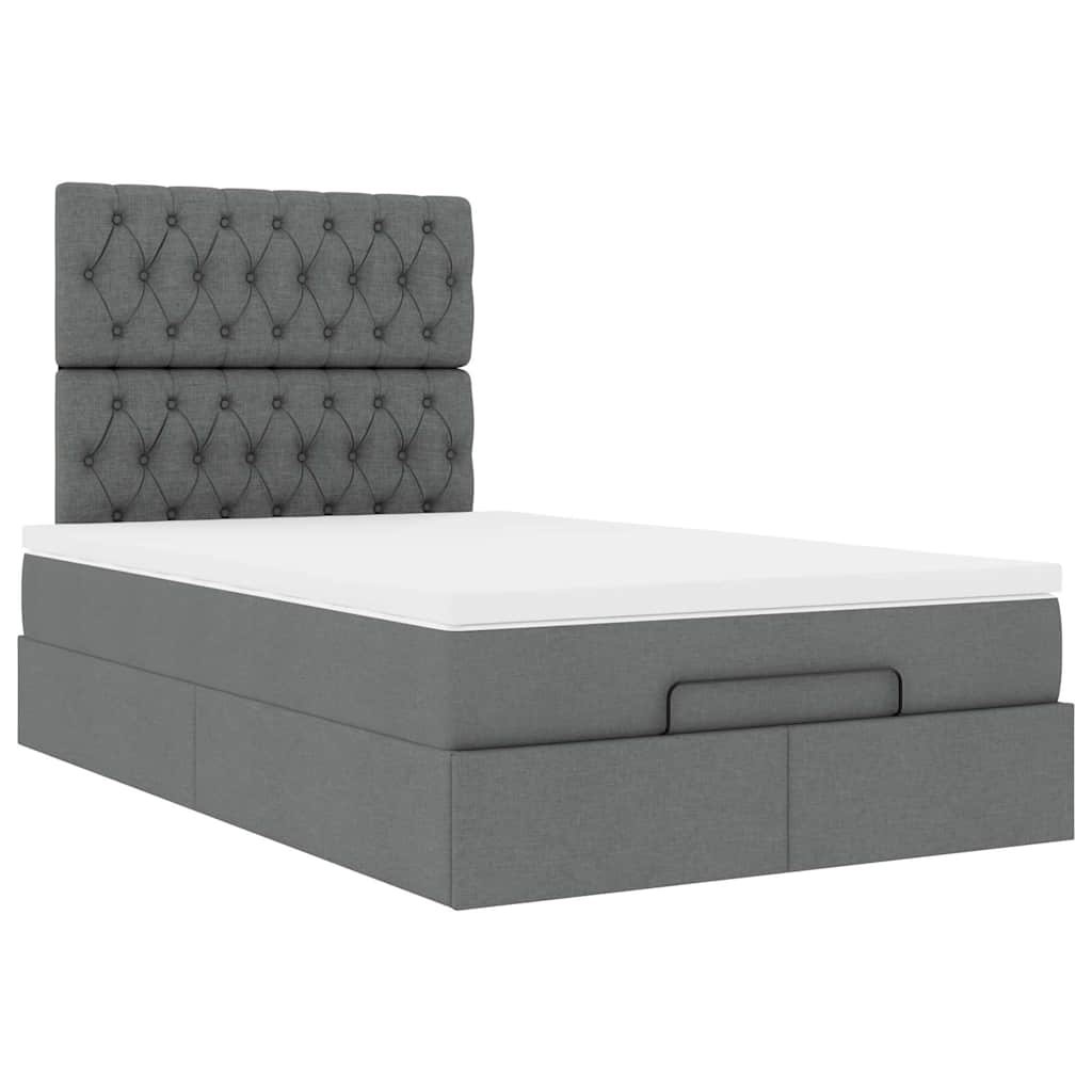 vidaXL Ottoman-Bett mit Matratze & LEDs Dunkelgrau 120x190 cm Stoff