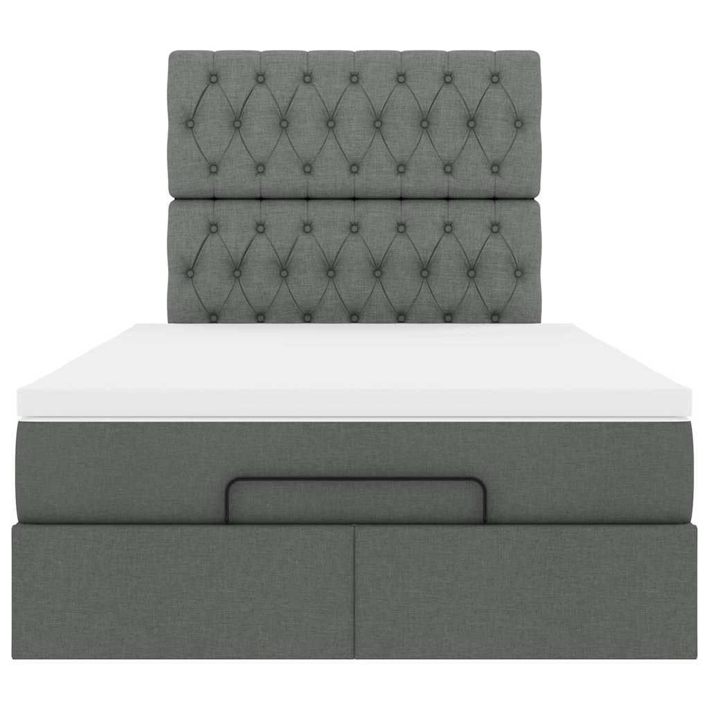vidaXL Ottoman-Bett mit Matratze & LEDs Dunkelgrau 120x190 cm Stoff