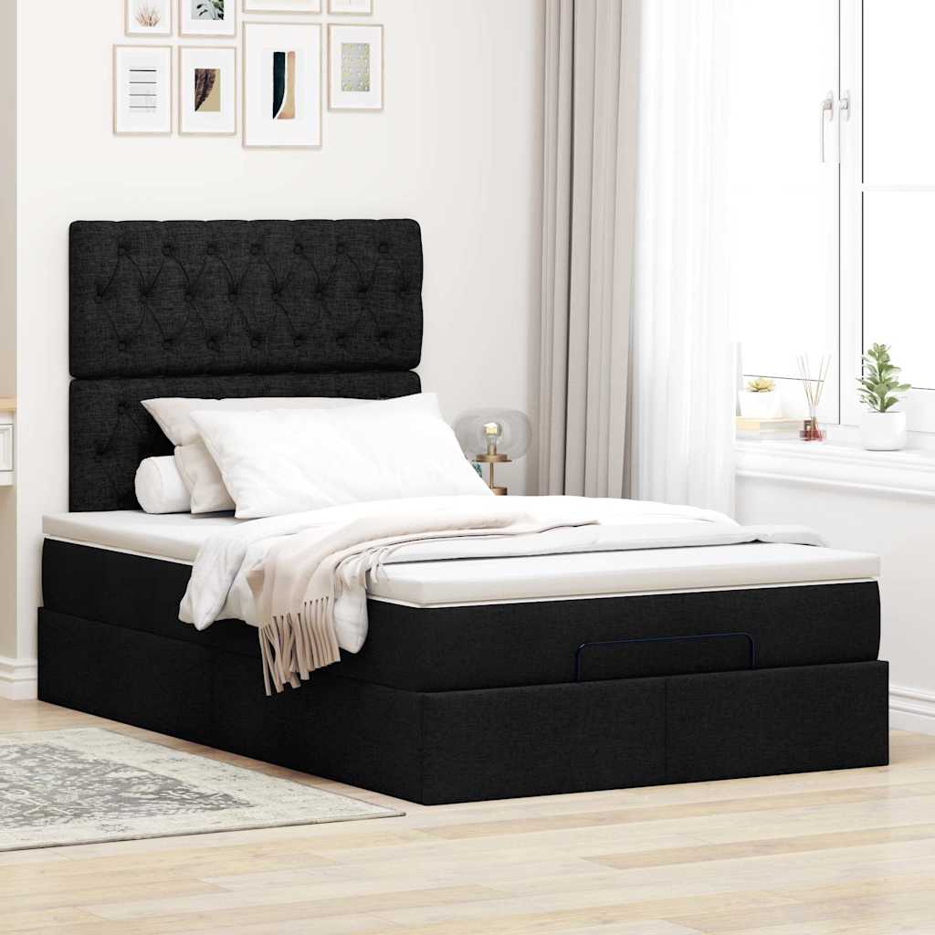 vidaXL Lit ottoman avec matelas et LED Noir 120x190 cm Tissu