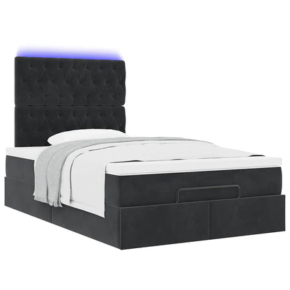 Ottoman-Bett mit Matratze & LEDs Schwarz 120x190 cm Stoff