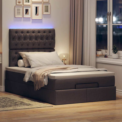 vidaXL Lit ottoman avec matelas et LED Marron foncé 120x190 cm Tissu