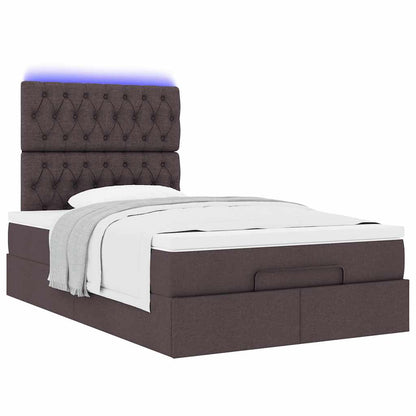 vidaXL Lit ottoman avec matelas et LED Marron foncé 120x190 cm Tissu