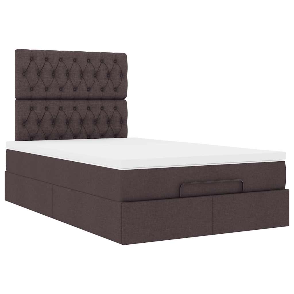 vidaXL Lit ottoman avec matelas et LED Marron foncé 120x190 cm Tissu