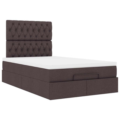 vidaXL Lit ottoman avec matelas et LED Marron foncé 120x190 cm Tissu