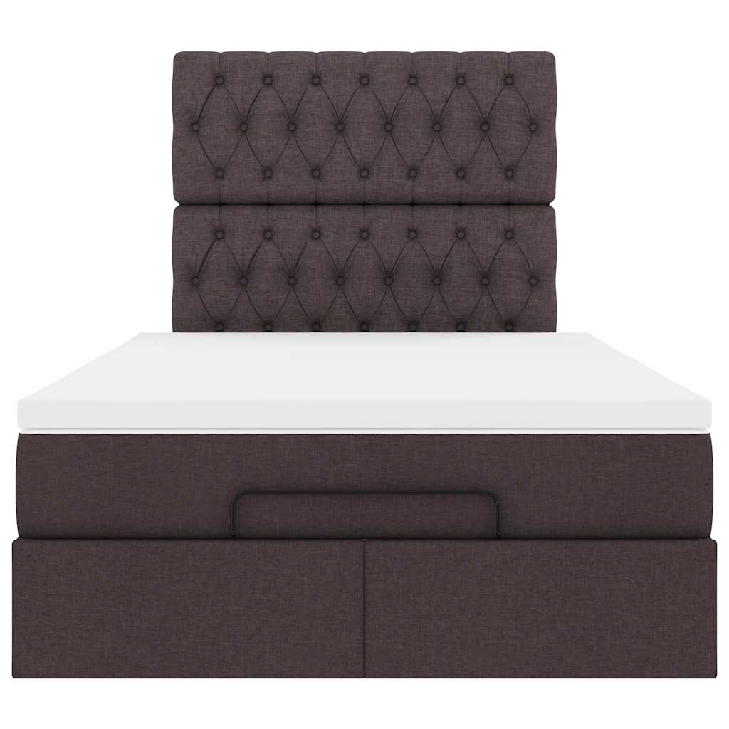 vidaXL Lit ottoman avec matelas et LED Marron foncé 120x190 cm Tissu