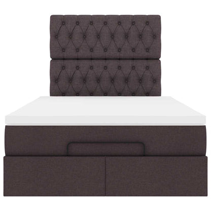vidaXL Lit ottoman avec matelas et LED Marron foncé 120x190 cm Tissu