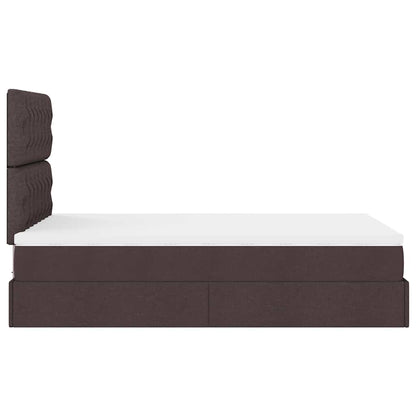 vidaXL Lit ottoman avec matelas et LED Marron foncé 120x190 cm Tissu