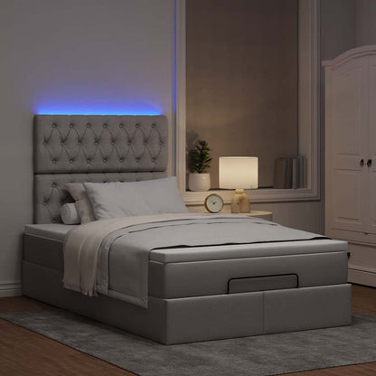 vidaXL Lit ottoman avec matelas et LED Taupe 120x190 cm Tissu