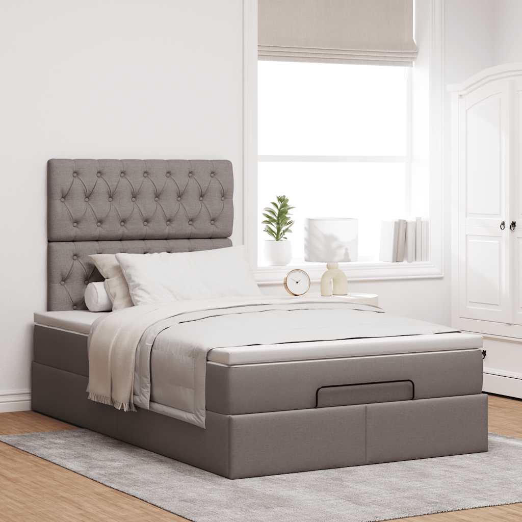 vidaXL Lit ottoman avec matelas et LED Taupe 120x190 cm Tissu