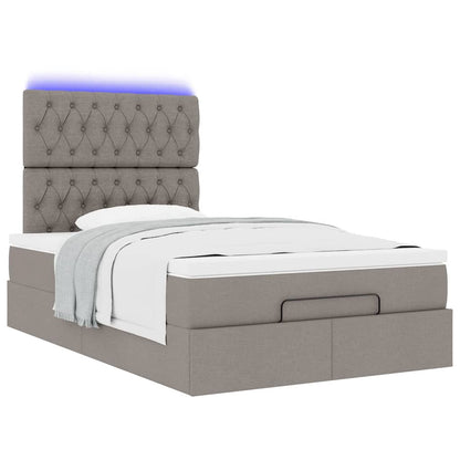 vidaXL Lit ottoman avec matelas et LED Taupe 120x190 cm Tissu