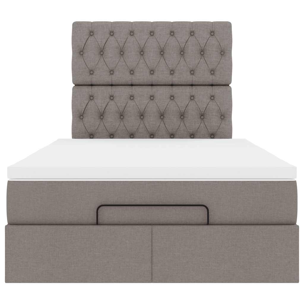 vidaXL Lit ottoman avec matelas et LED Taupe 120x190 cm Tissu
