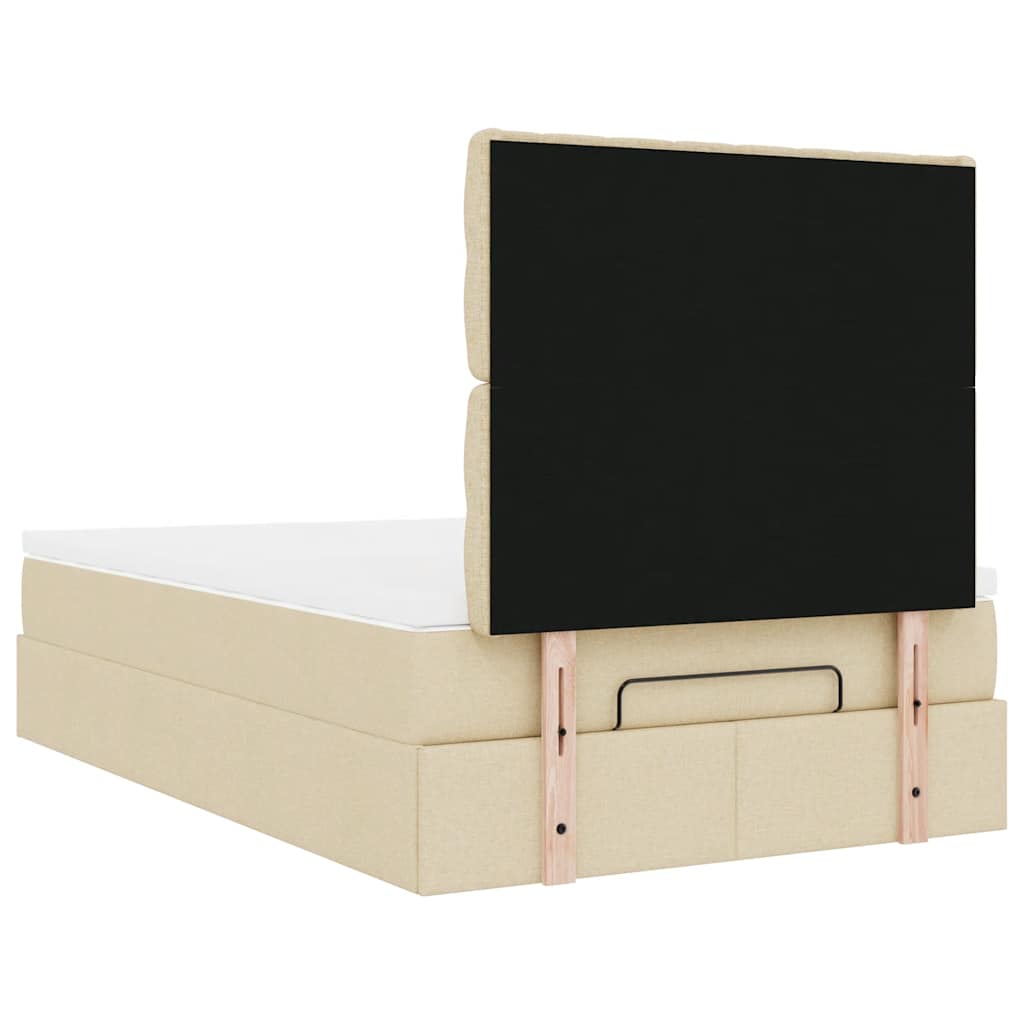 vidaXL Lit Ottoman avec matelas et LED Crème 120x190 cm Tissu