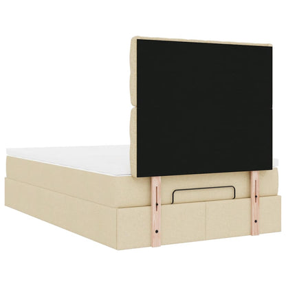 vidaXL Lit Ottoman avec matelas et LED Crème 120x190 cm Tissu
