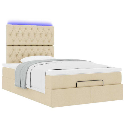 vidaXL Lit Ottoman avec matelas et LED Crème 120x190 cm Tissu