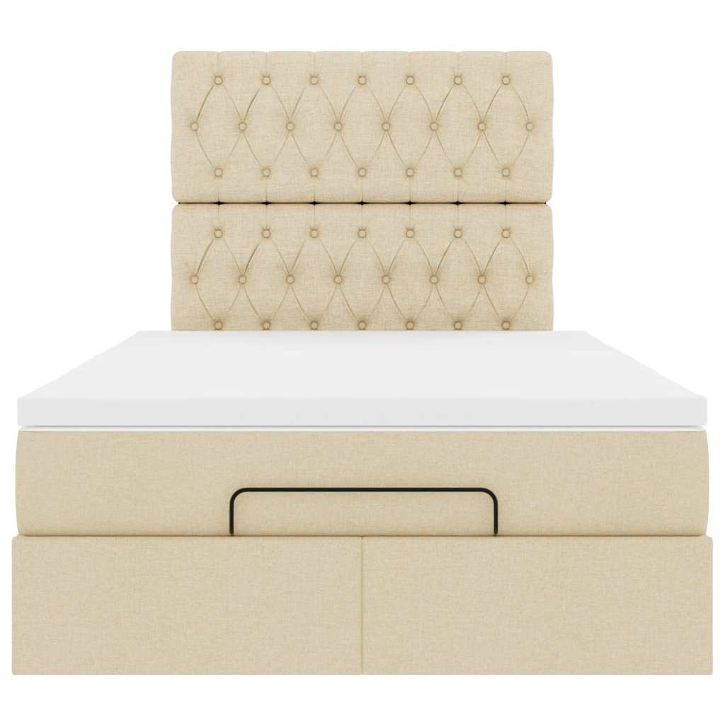 vidaXL Lit Ottoman avec matelas et LED Crème 120x190 cm Tissu