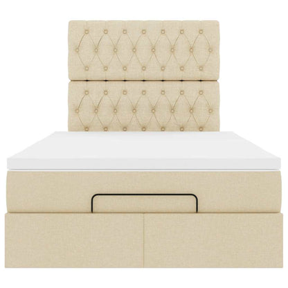 vidaXL Lit Ottoman avec matelas et LED Crème 120x190 cm Tissu
