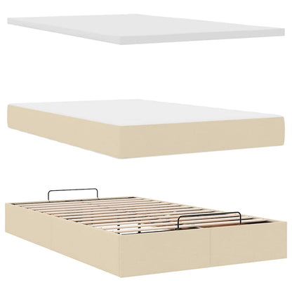vidaXL Lit Ottoman avec matelas et LED Crème 120x190 cm Tissu