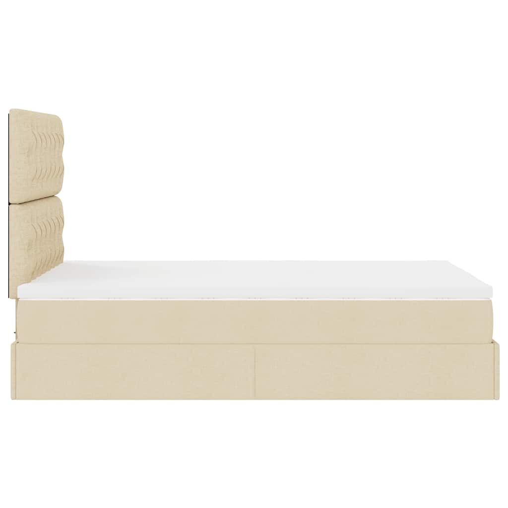 vidaXL Lit Ottoman avec matelas et LED Crème 120x190 cm Tissu