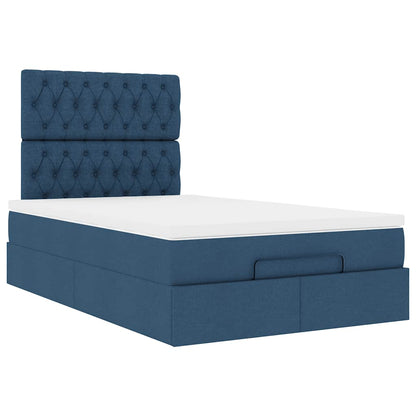 vidaXL Ottoman-Bett mit Matratze & LEDs Blau 120x190 cm Stoff