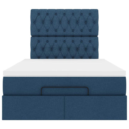 vidaXL Ottoman-Bett mit Matratze & LEDs Blau 120x190 cm Stoff