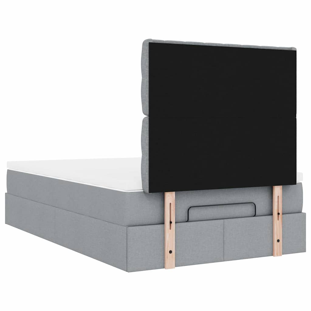 vidaXL Ottoman-Bett mit Matratze & LEDs Hellgrau 120x200 cm Stoff