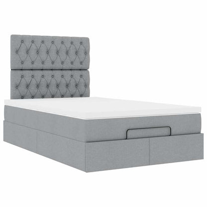 vidaXL Ottoman-Bett mit Matratze & LEDs Hellgrau 120x200 cm Stoff