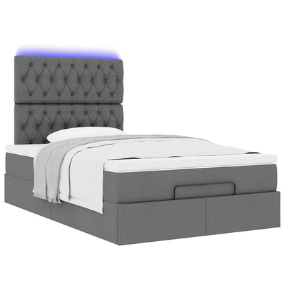 Ottoman-Bett mit Matratze & LEDs Dunkelgrau 120x200 cm Stoff