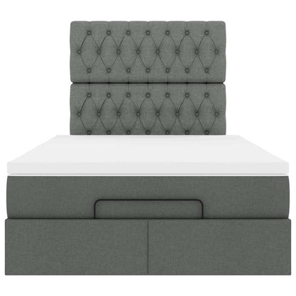 Ottoman-Bett mit Matratze & LEDs Dunkelgrau 120x200 cm Stoff