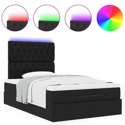 Ottoman-Bett mit Matratze & LEDs Schwarz 120x200 cm Stoff