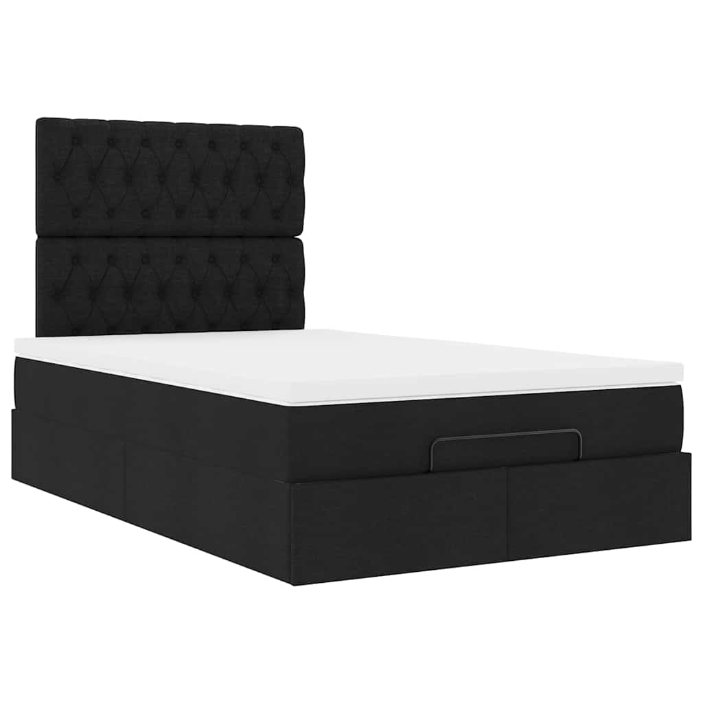 Ottoman-Bett mit Matratze & LEDs Schwarz 120x200 cm Stoff