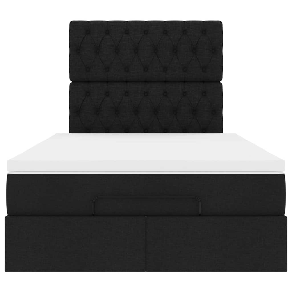 Ottoman-Bett mit Matratze & LEDs Schwarz 120x200 cm Stoff