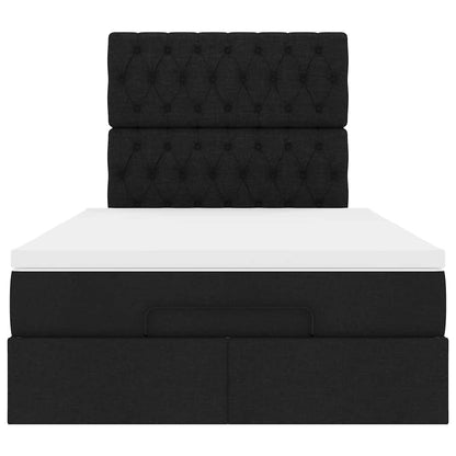 Ottoman-Bett mit Matratze & LEDs Schwarz 120x200 cm Stoff