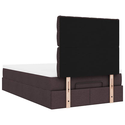 vidaXL Ottoman-Bett mit Matratze & LEDs Dunkelbraun 120x200 cm Stoff