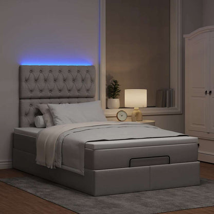 Ottoman-Bett mit Matratze & LEDs Taupe 120x200 cm Stoff