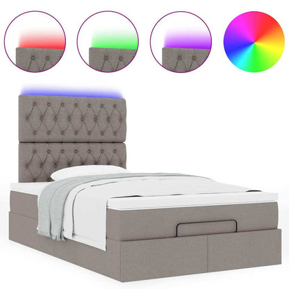 Ottoman-Bett mit Matratze & LEDs Taupe 120x200 cm Stoff